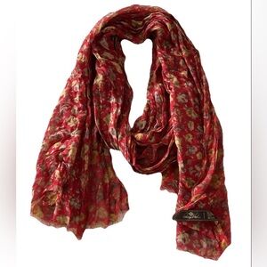 Patricia Nash Long Floral Red Lightweight Scarf - NEW